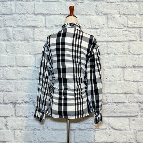 Zara Black & White Plaid Blouse - Picture 2 of 9